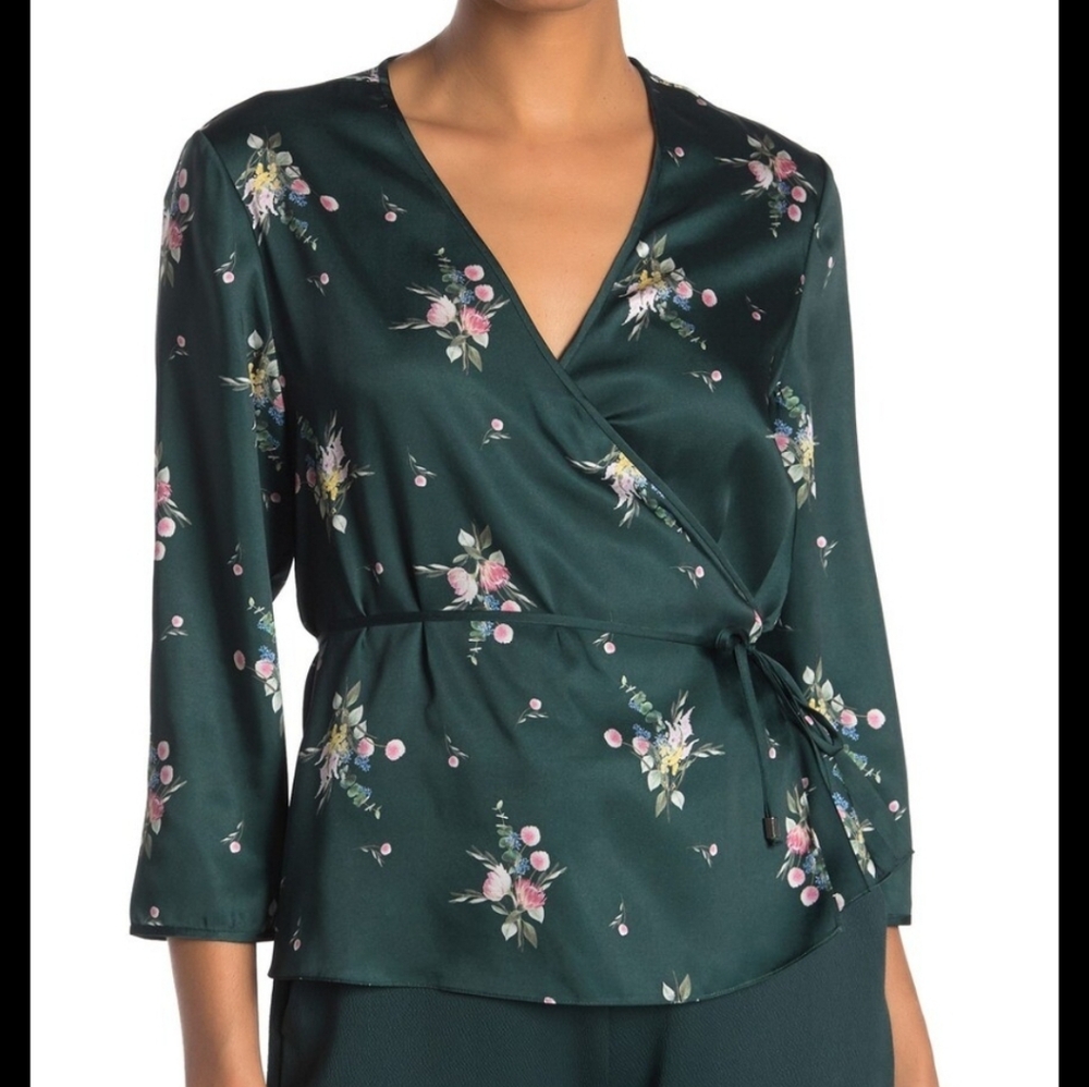 Ted Baker Green Floral Wrap Top